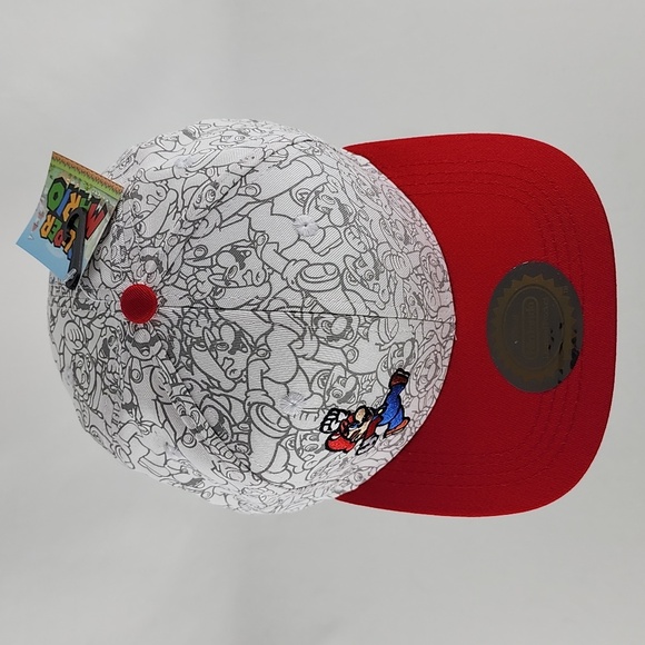 Nintendo Super Mario Snapback Adjustable Hat Cap Red White OS Fits Most - Picture 8 of 15
